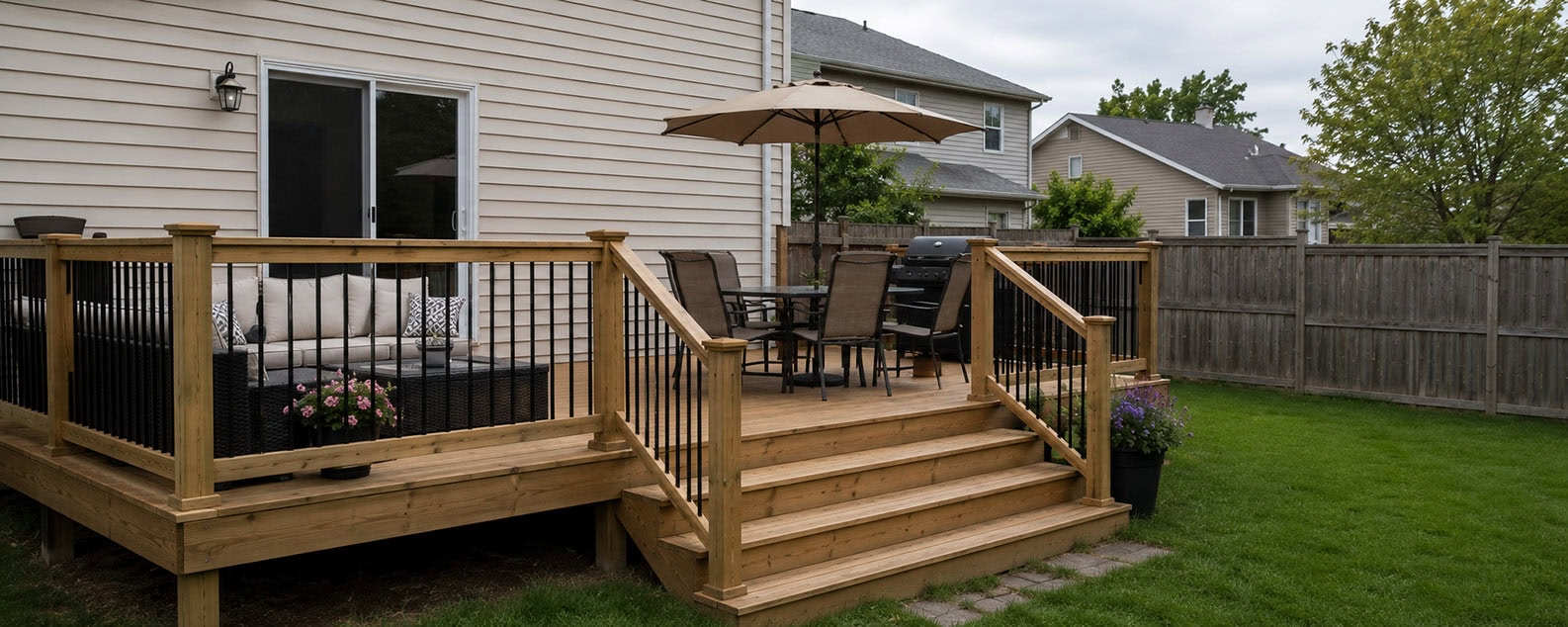 Custom backyard deck built by a Winnipeg deck contractor